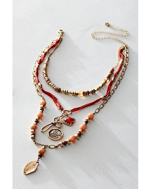Free People Black Protagonist Layered Necklace At In Amber Gold