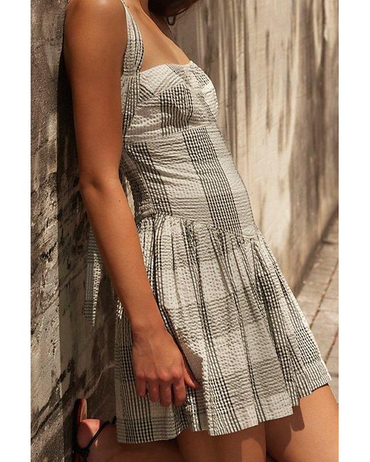 Free People Brown Laurel Plaid Mini Dress