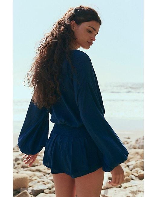 free-est Blue Carson Drop-Waist Romper By