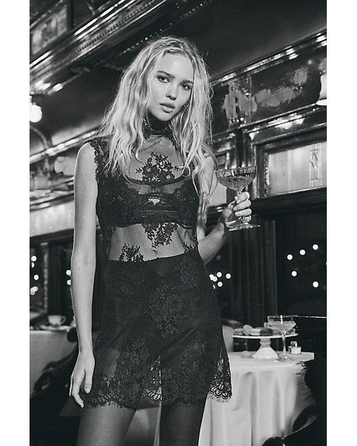 Free People Black One More Time Mini Slip Dress By