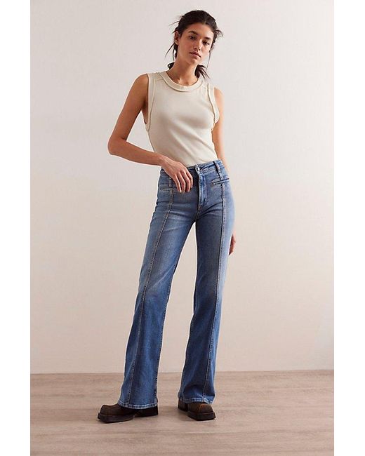 Free People Blue Firecracker Flare Jeans