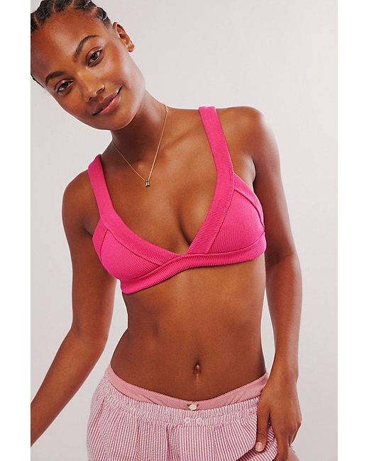 Free People Pink All Day Rib Triangle Bralette