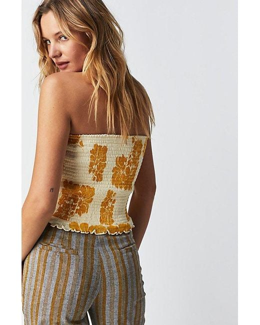 Free People Yellow Poppy Tube Top At In Sunny Combo, Size: Small