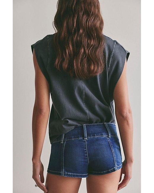 Free People Blue We The Free Ana Denim Micro Shorts
