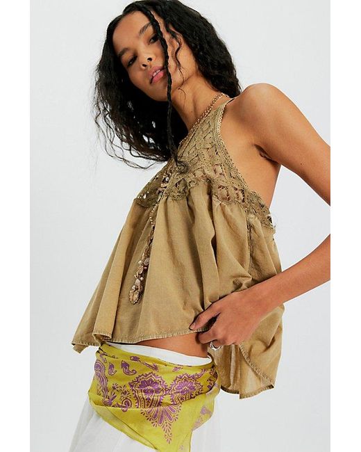 Free People Green Wandering Light Top