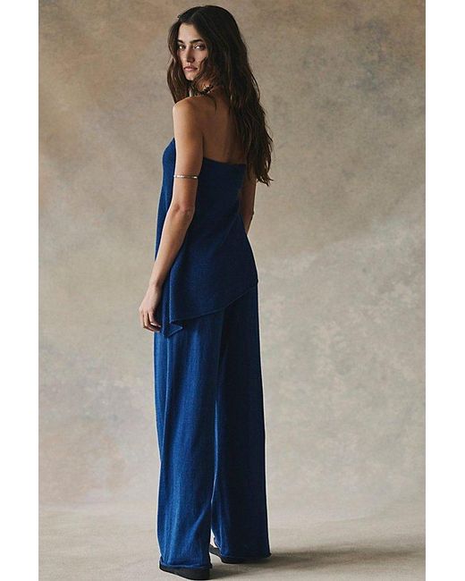 Free People Blue Krista Cotton-Linen Sweater Set