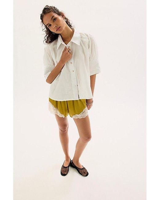 Free People Gray Seaside Cotton Button Down