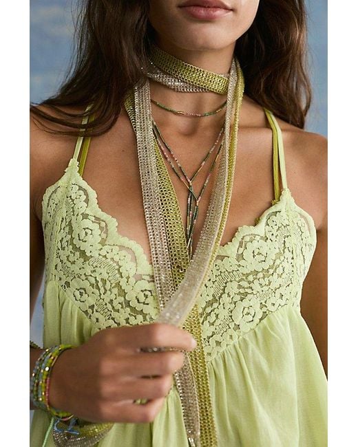 Free People White Lola Embellished Skinny Scarf