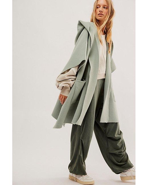 Free People Green All I Need Cozy Hooded Kimono