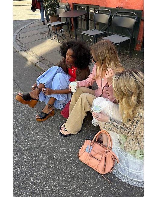 Free People Brown Front Row Wrap Clogs