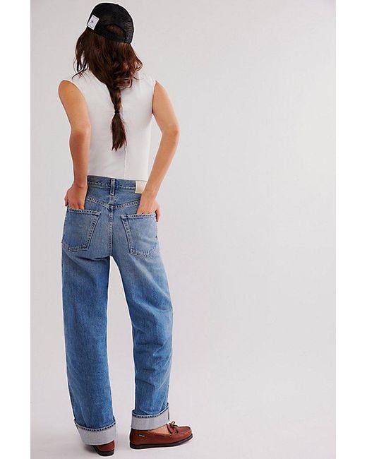 Citizens of Humanity Blue Ayla Baggy Cuffed Crop Jeans At Free People In Brielle, Size: 25