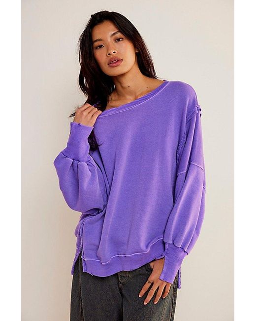Free People Purple Camden Sweatshirt At Free People In Ultraviolet, Size: Xs