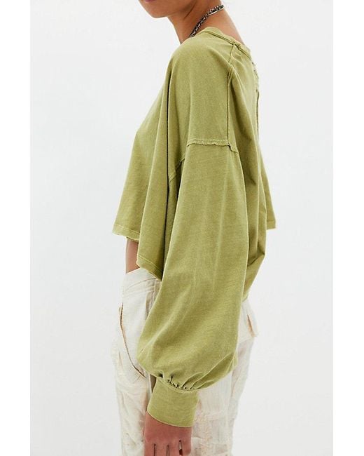Free People Green Sandy Long Sleeve Top