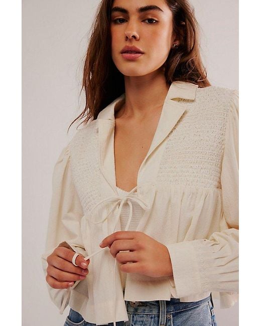 Free People Natural Sally Trapeze Bed Jacket