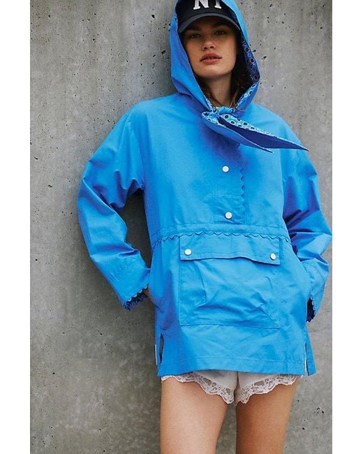Free People Blue Psychic Skies Rain Jacket