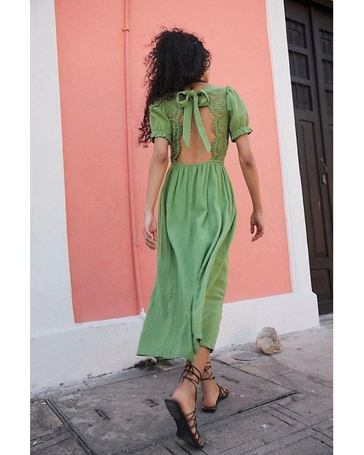 free-est Green All You Need Is Lace Midi Dress By