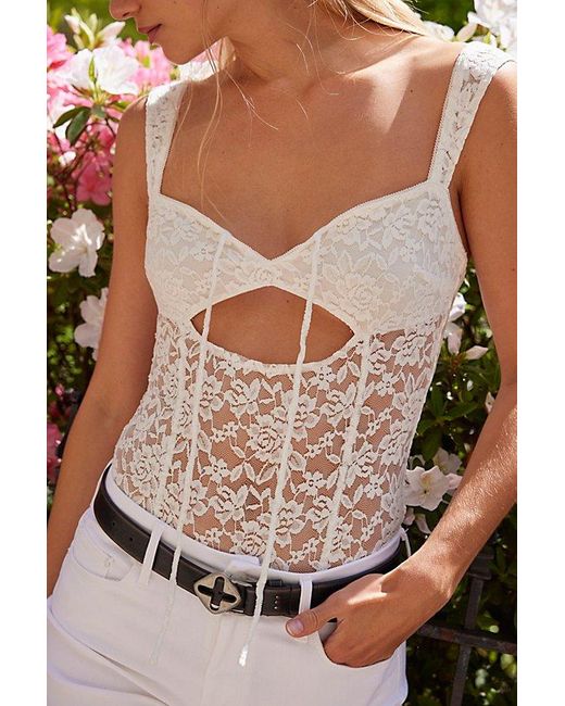 Intimately By Free People White Strike A Pose Bodysuit