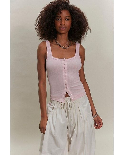 Intimately By Free People Brown End Game Pointelle Tank Top By