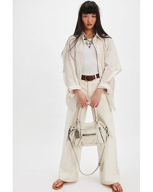 Free People Natural Sabine Striped Articulated Shirt