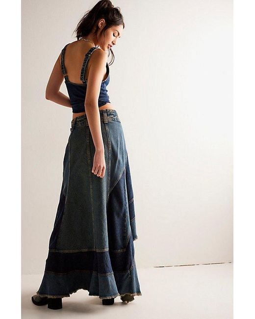 Free People Blue We The Free New Rules Denim Maxi Skirt