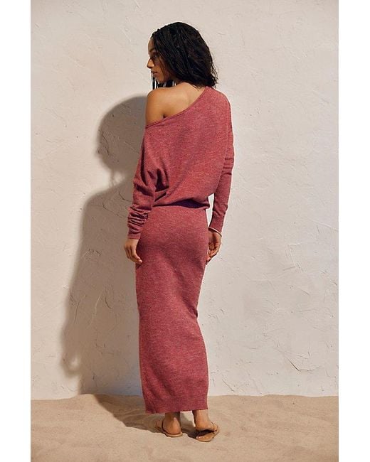 free-est Red Hollis Sweater Midi Dress By