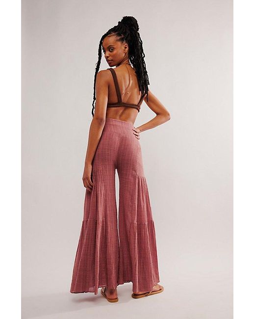 Free People Red Fp One Good Day Wide-leg Pants