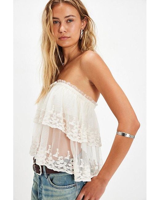 Free People White Love You So Lace Tube Top