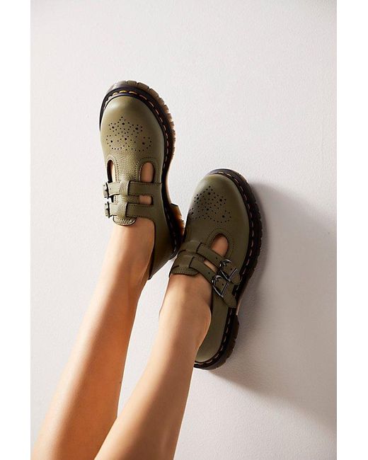 Dr. Martens Multicolor 8065 Mary Janes At Free People In Muted Olive, Size: Us 8