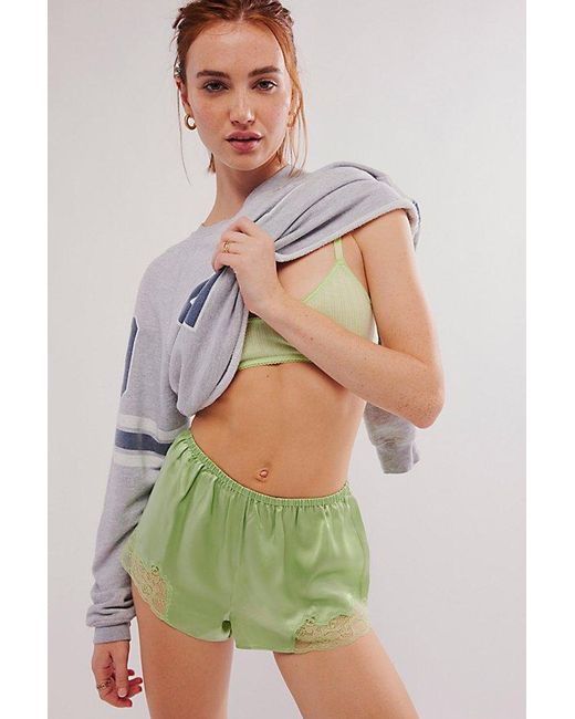 Only Hearts Green Silk Charmeuse Tap Shorts
