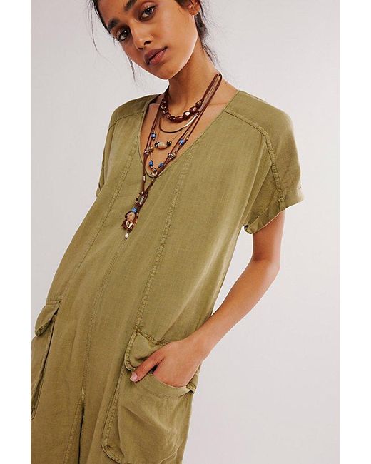 Free People Green Same Wave One-Piece