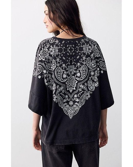 Free People Black Heirloom Printed Tee