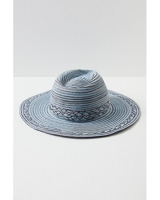 Free People Blue Mixed Braid Packable Cowboy Hat