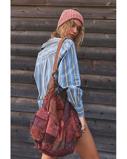 Free People Gray Kaleidoscope Patch Tote Bag