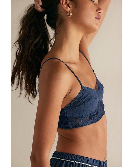 Intimately By Free People Blue Rosie Lace Longline Bralette By