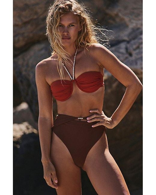 Devon Windsor Brown Evalina High-Rise Bikini Bottoms
