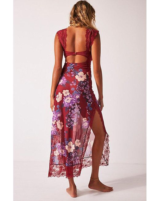 Free People Red Suddenly Fine Maxi Slip