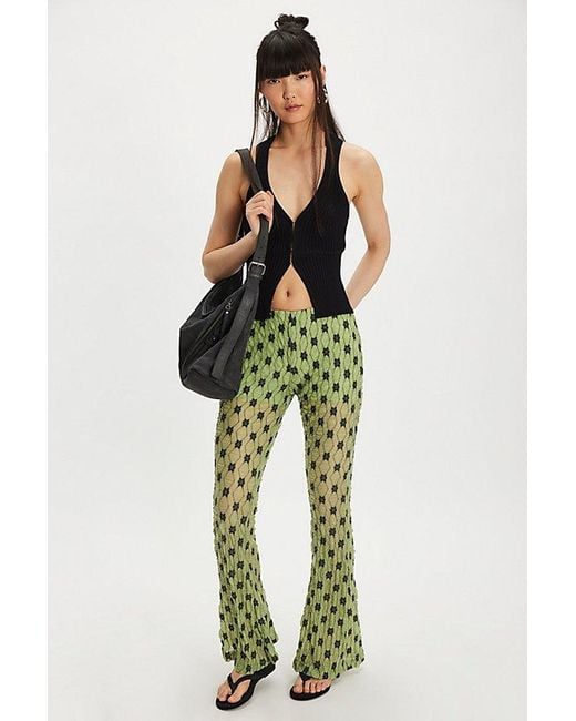 Free People Green Margot Lace Flare Pants