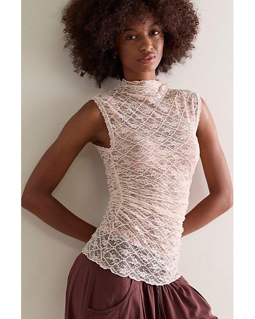 Intimately By Free People Brown Pretty Problem Mock Neck Tank Top By