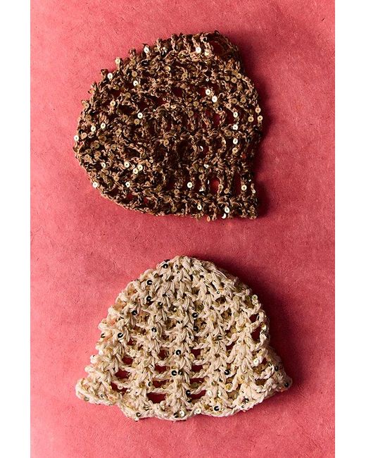 Free People Metallic Mila Sequin Disco Crochet Skull Cap