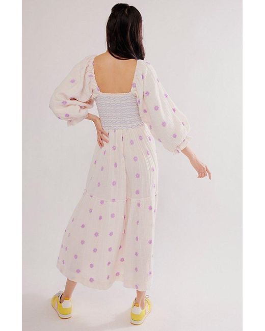 Free People Pink Dahlia Embroidered Maxi Dress