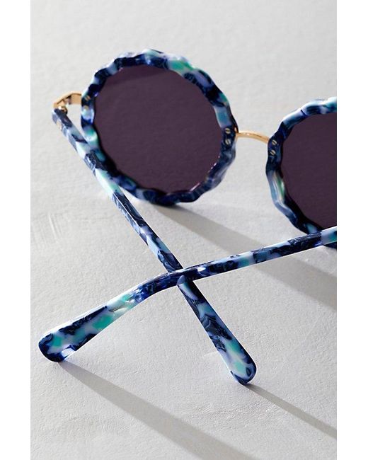 Lele Sadoughi Paros Round Sunglasses At Free People In Tile Blue
