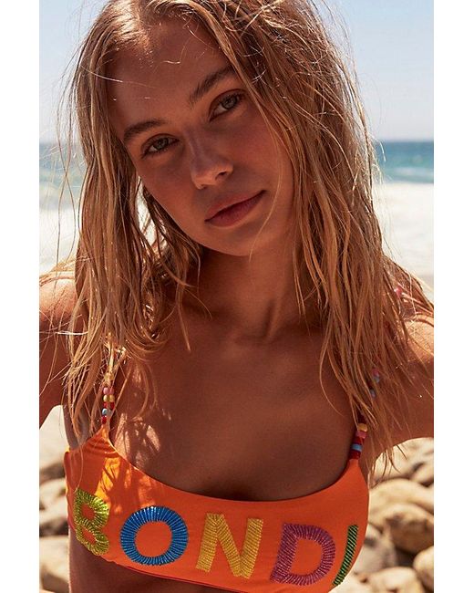 It's Now Cool Red The Crop Bikini Top At Free People In Orange, Size: Small