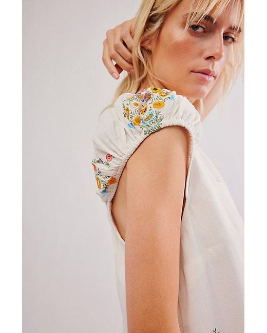 Free People White Wildflower Embroidered Mini Dress