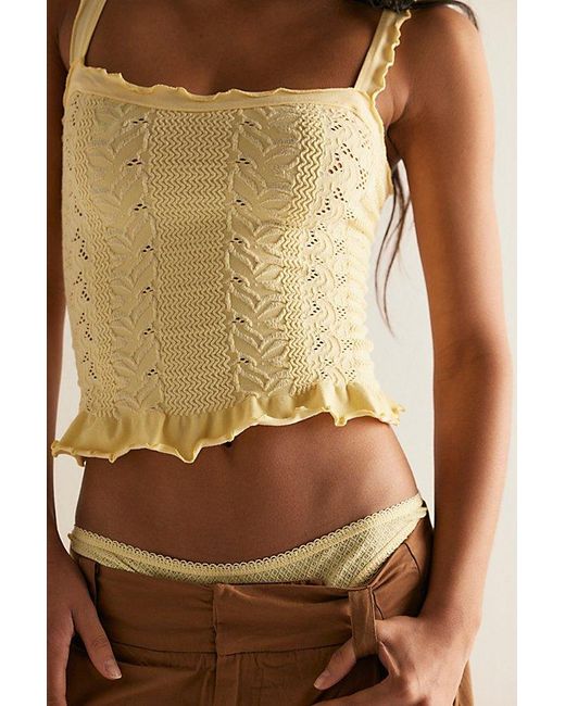 Intimately By Free People Yellow So Soft Frill Square Neck Tank Top By