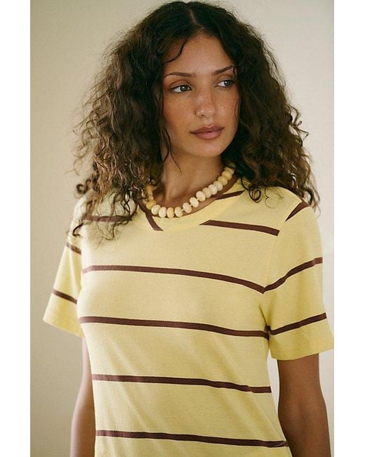 free-est Yellow Sleek And Striped Cotton-Jersey Maxi Dress By