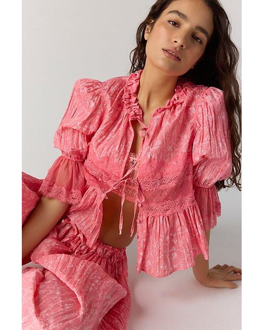 Intimately By Free People Red Forever Young Printed Bed Jacket By