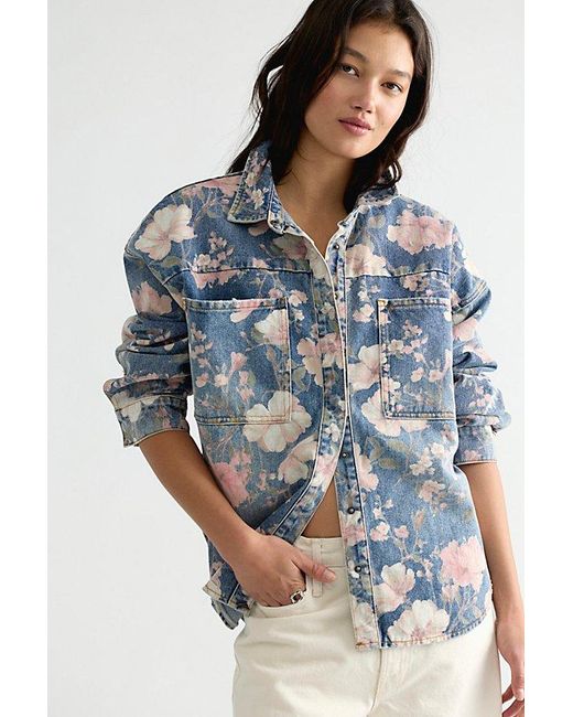 One Teaspoon Blue Lovelorn Bloom Daria Button Down Shirt