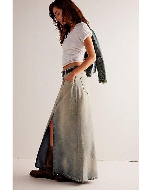 Free People Multicolor Come As You Are Denim Maxi Skirt At Free People In Neptune, Size: Us 0