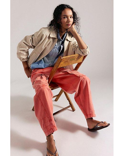 Free People Red We The Free Brentwood Slouchy Cargo Pants