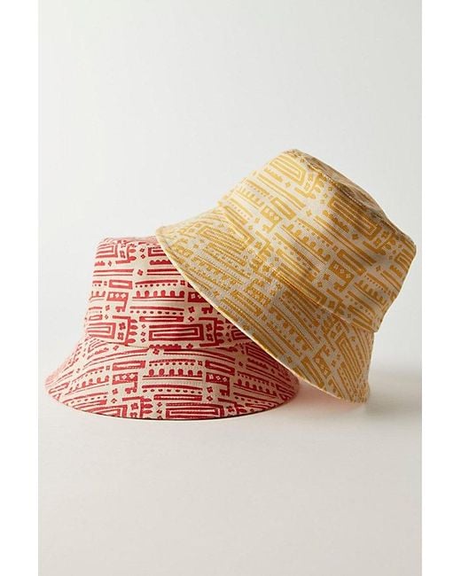 Free People Yellow Shore Patterned Bucket Hat